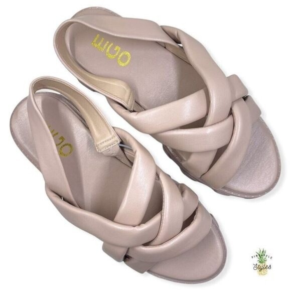 EGO Annalyn Pink Nude Chunky Faux Leather Sandals  - Picture 3 of 10